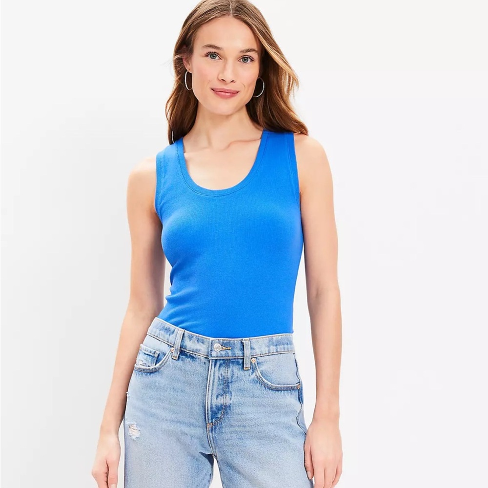 LOFT Perfect Ribbed Scoop Neck Tank Top